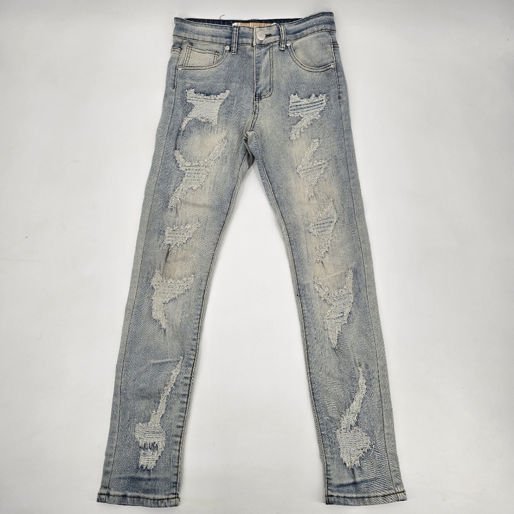 Street Jeans Skinny Fit Distressed Light Wash Jeans Size 14